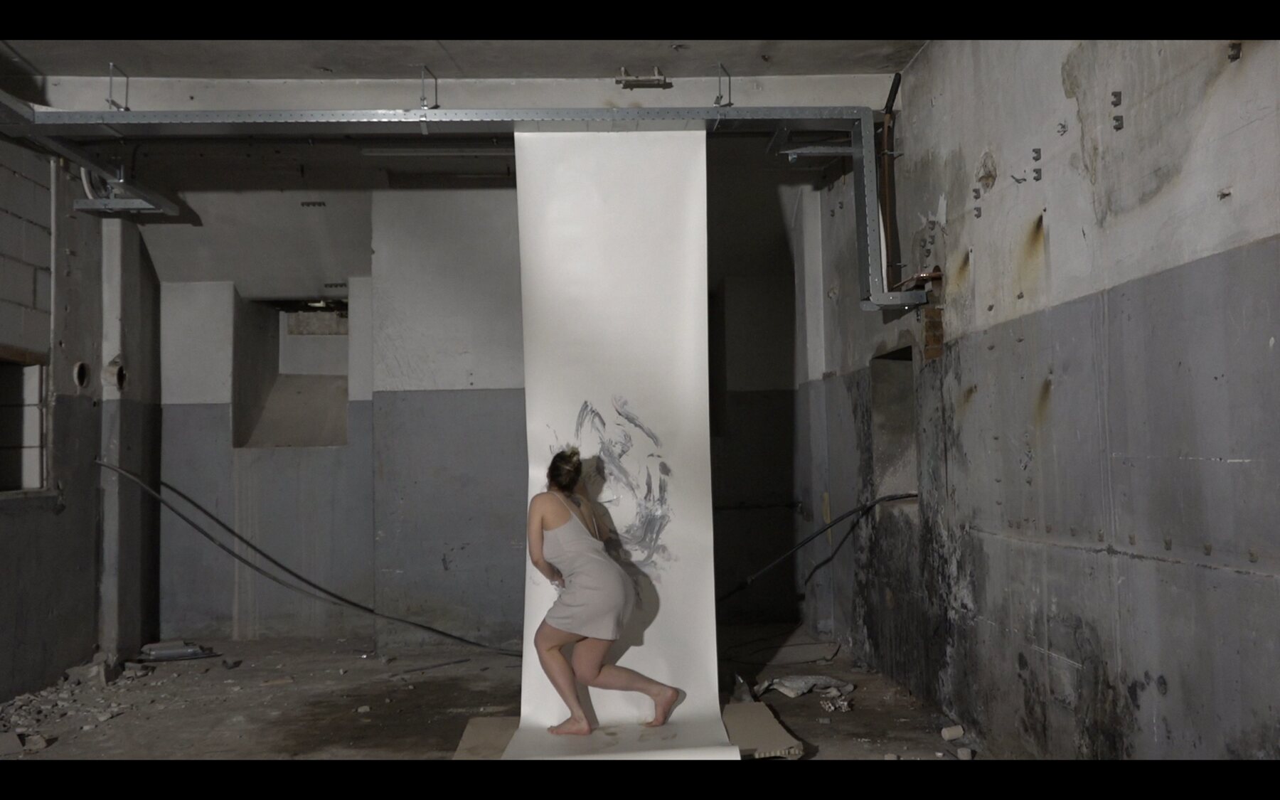 A repeated crouching gesture within the same action